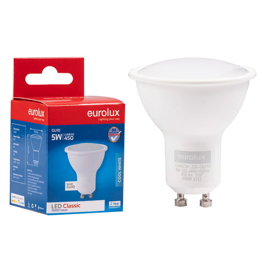 EUROLUX GU10 Classic Frosted Lens 5w LED 4000K