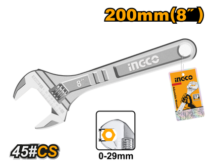 INGCO WRENCH ADJUSTABLE 200MM 8