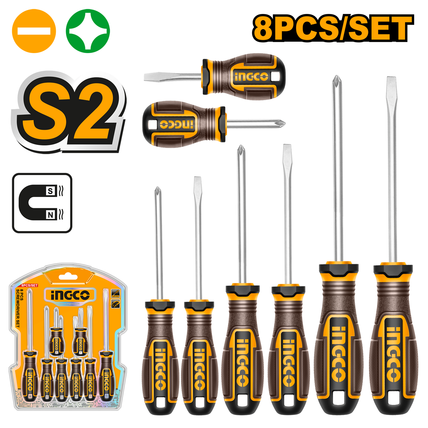 S/DRIVER S2 SET PH&SLOTTED 8PC