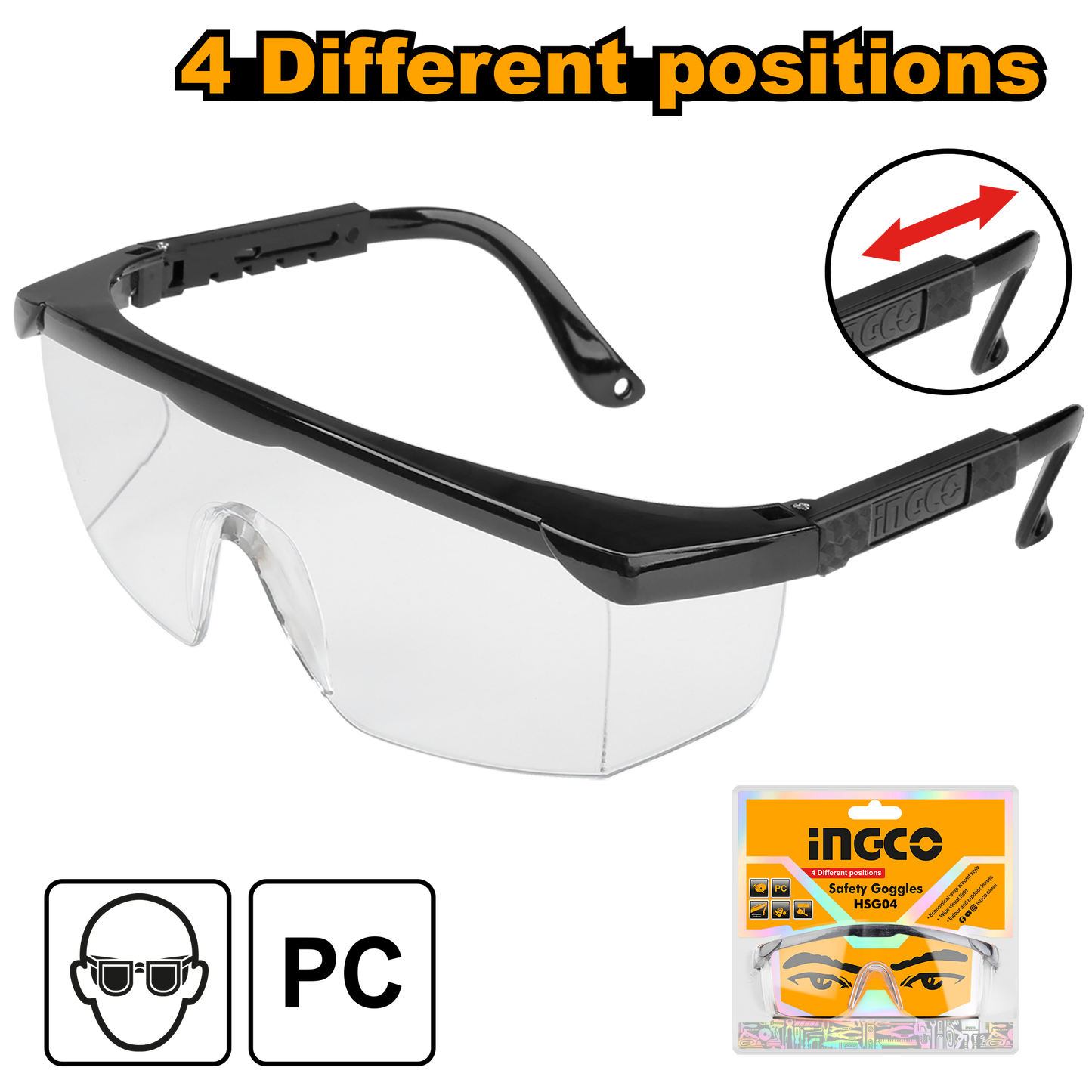 INGCO SAFETY SPECTACLES ADJUSTABLE