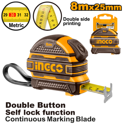 INGCO TAPE MEASURE R/CASE 8M X 25M