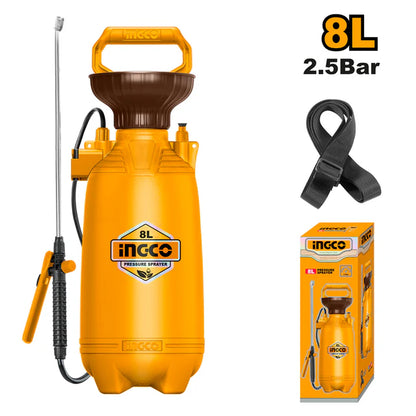 INGCO 8L Pressure Mist Disinfectant Knapsack Spray Pesticide Garden Fertilizer Sprayer