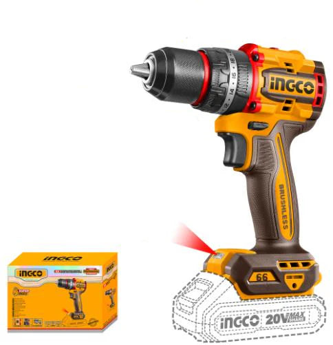 INGCO 20V PS+ C/L DRILL B/L 66NM IMP KIT +ACC