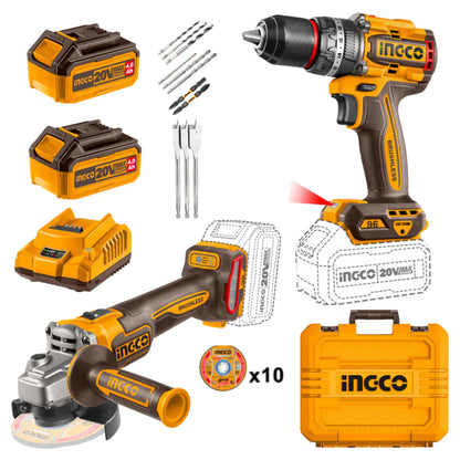 INGCO 20V PS+ C/L IMPACT DRILL / GRINDER 2PCS COMBO