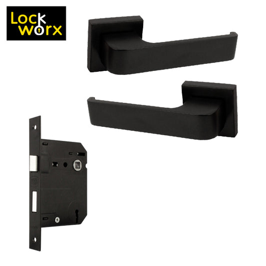LOCK WORX Pentagon Handle on Rose Mortice Lockset