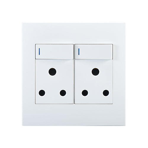 Horizon Modern Double Socket 16A White