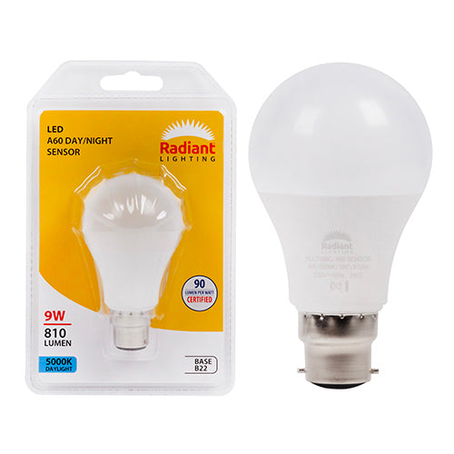 A60 Day/Night Sensor 9w LED B22 5000K N