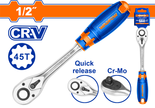 "RATCHET WRENCH Cr-V/CrMo 1/2" 45T 260MM"