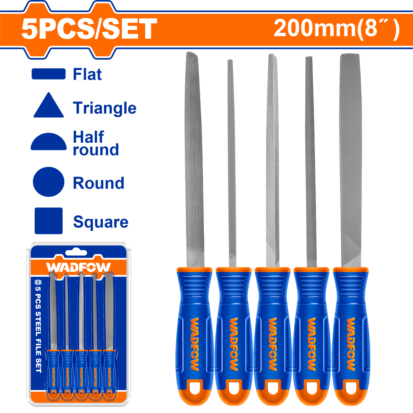 FILE STEEL SET 200MM 5PCS