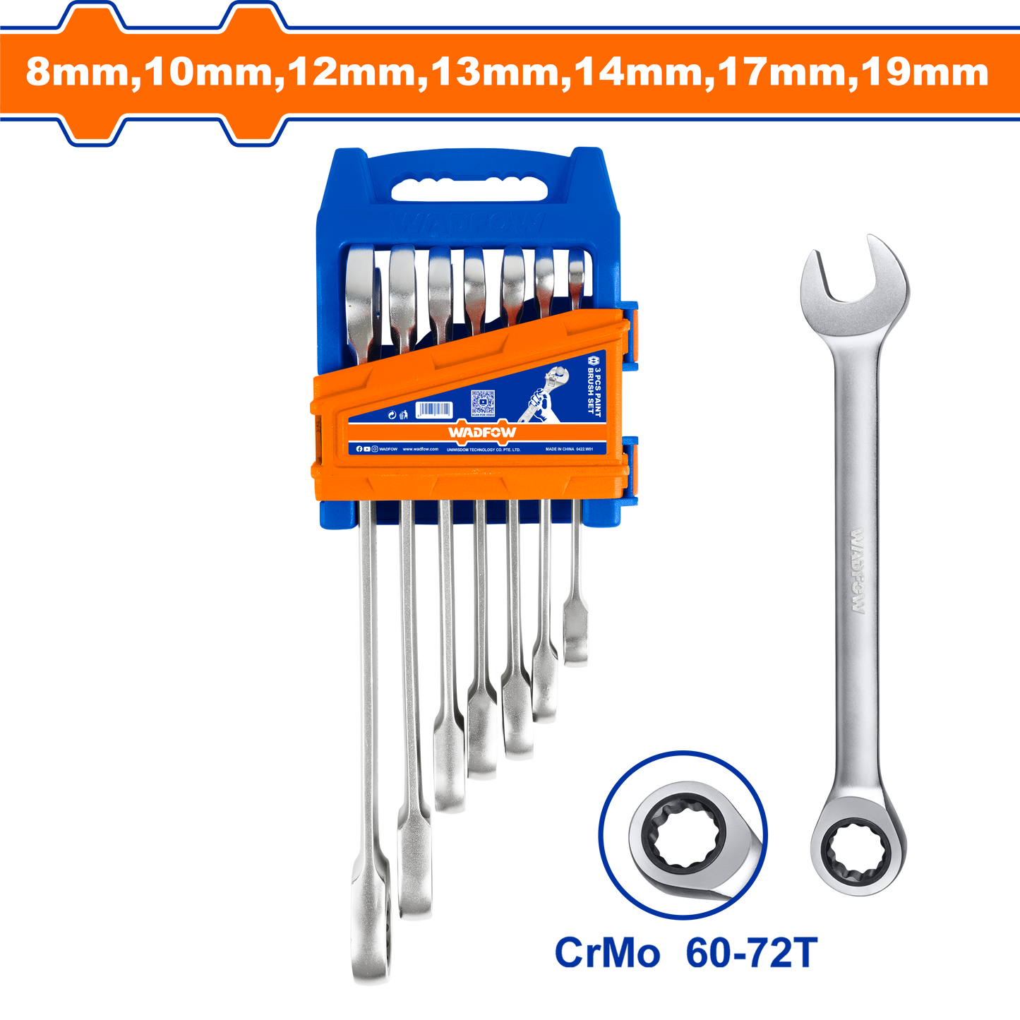 SPANNER RATCHET SET Cr-Mo 8-19MM 7PCS