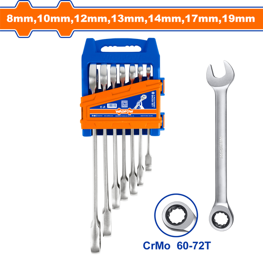 SPANNER RATCHET SET Cr-Mo 8-19MM 7PCS