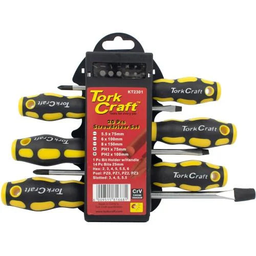 20Pc Screw Driver Set Includes Insert Bits