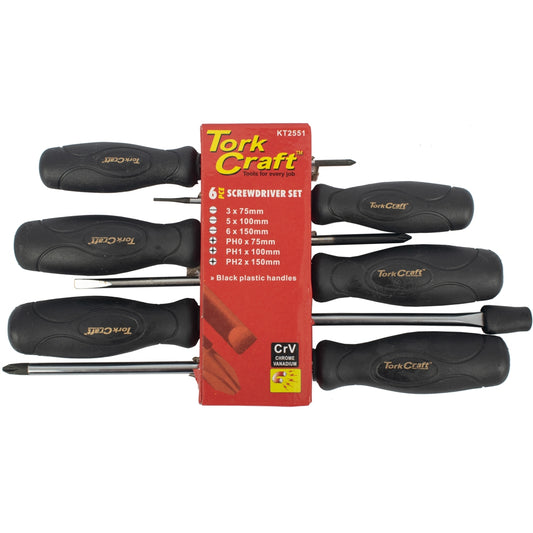 6PC SCREWDRIVER SET BLACK HANDLE