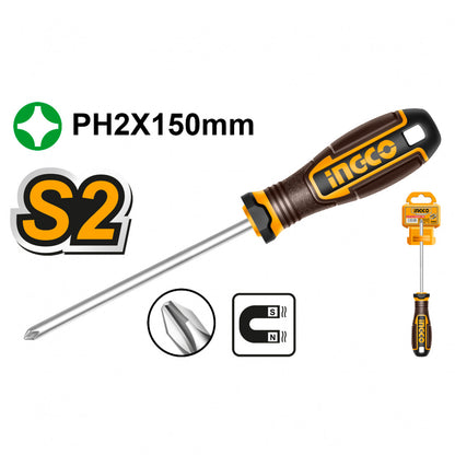 INGCO SCREWDRIVER S2 MAGNETIC PH2X150MM
