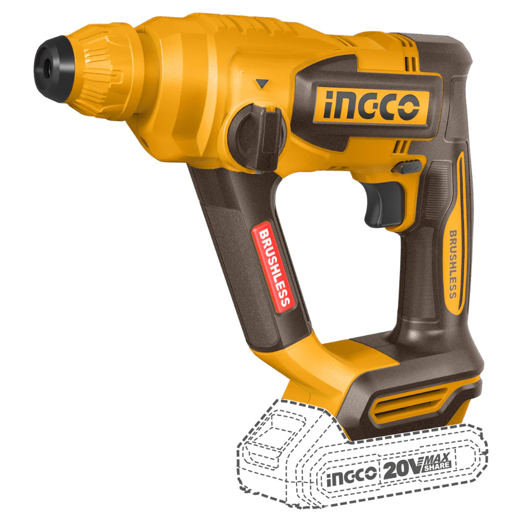 INGCO 20V PS+ C/L ROTARY HAMMER 1.8J +ACC NO B/C