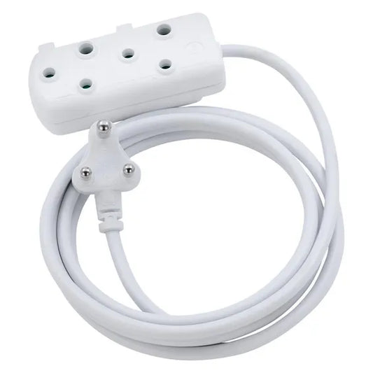 Switched Heavy Duty Sbs Extension Cords 2 X 10A Socket 3M - White.