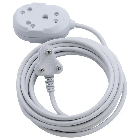 Switched Light Duty Btb Extension Cords 2 X 16A Socket 3M - White.