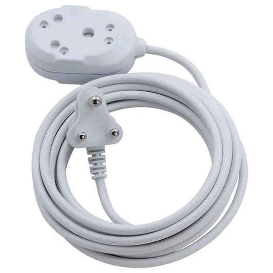 Switched Light Duty Btb Extension Cords 2 X 16A Socket 3M - White.