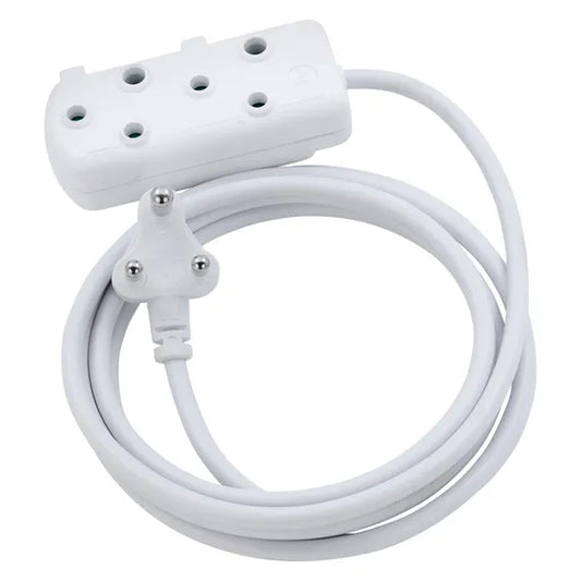 Switched Light Duty SBS Extension Cords 2 X 10A Socket 10M - White.