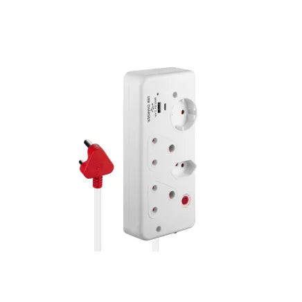 Switched Medium Surge Protection Plug 0,5m SA Schuko Euro 4 Way