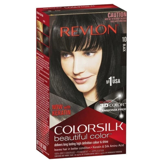 Revlon ColorSilk™ 10 Black Permanent Hair Dye 3D Color Full 100% Grey Coverage