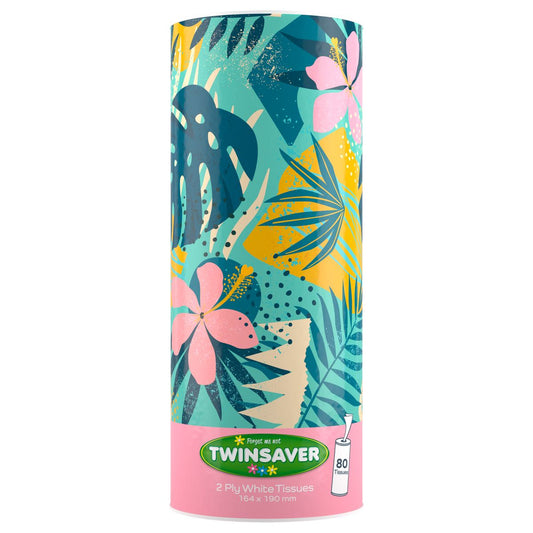 Twinsaver Facial Tissues 2ply Tube 80s