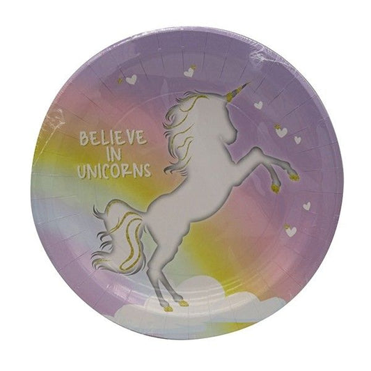 Rainbow Unicorn Paper Plates Large 23cm