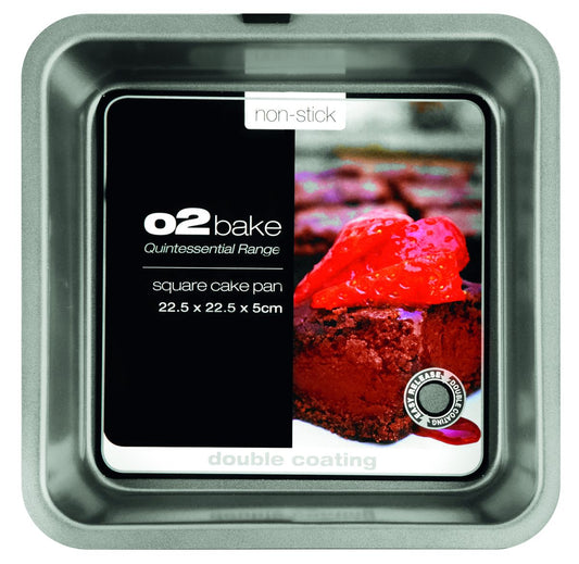 O2 Bake Non Stick Square Cake Pan - 22.5cm