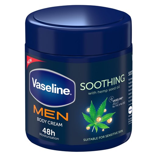 Vaseline Men Hemp Seed Oil Soothing Body Cream for Sensitive Skin 400ml