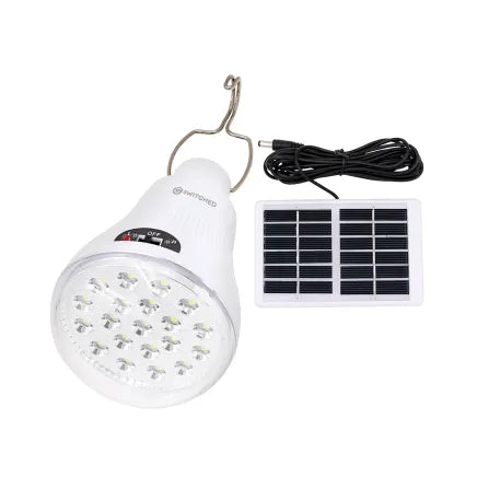 Switched Solar Powered LED Light Bulb With Solar Panel