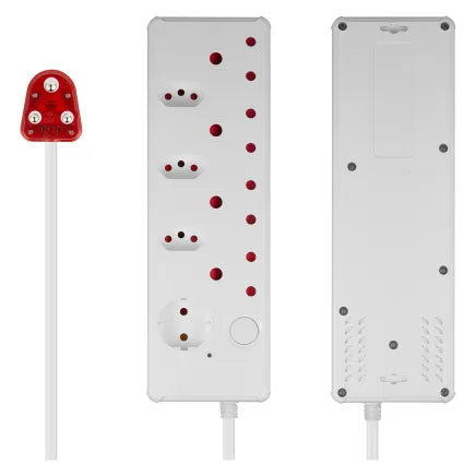 Switched White 8-Way High Surge Multiplug 0.5M - SWD-9508-05-WT