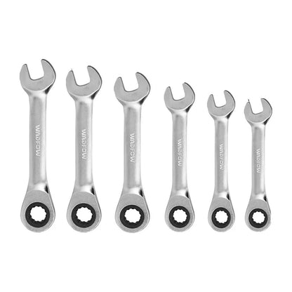WADFOW SPANNER RATCHET STUBBY SET Cr-Mo 90T 8-17MM 6PCS
