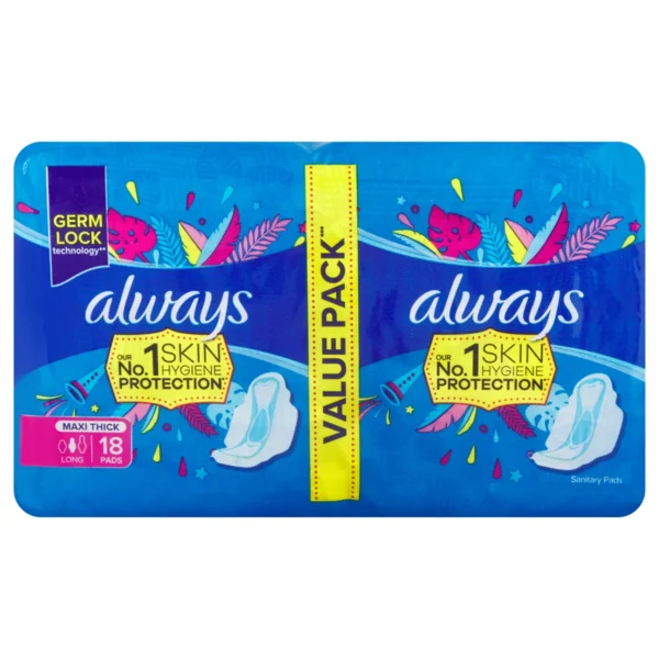 Always Long Maxi Thick Sanitary Pads (18 Pack)